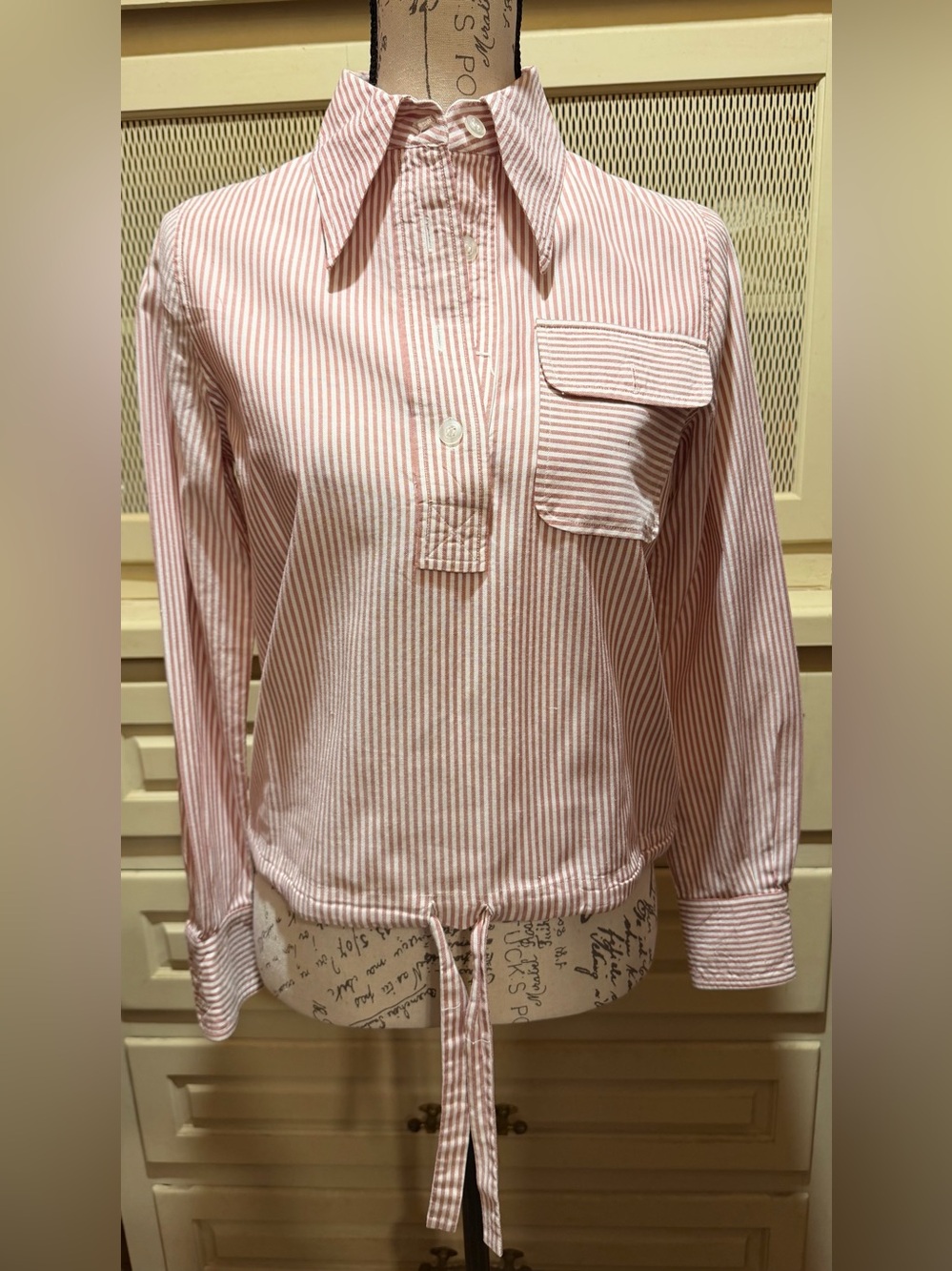 VTG Ciao Sport Neiman Marcus Red White Stripe Seersucker Top